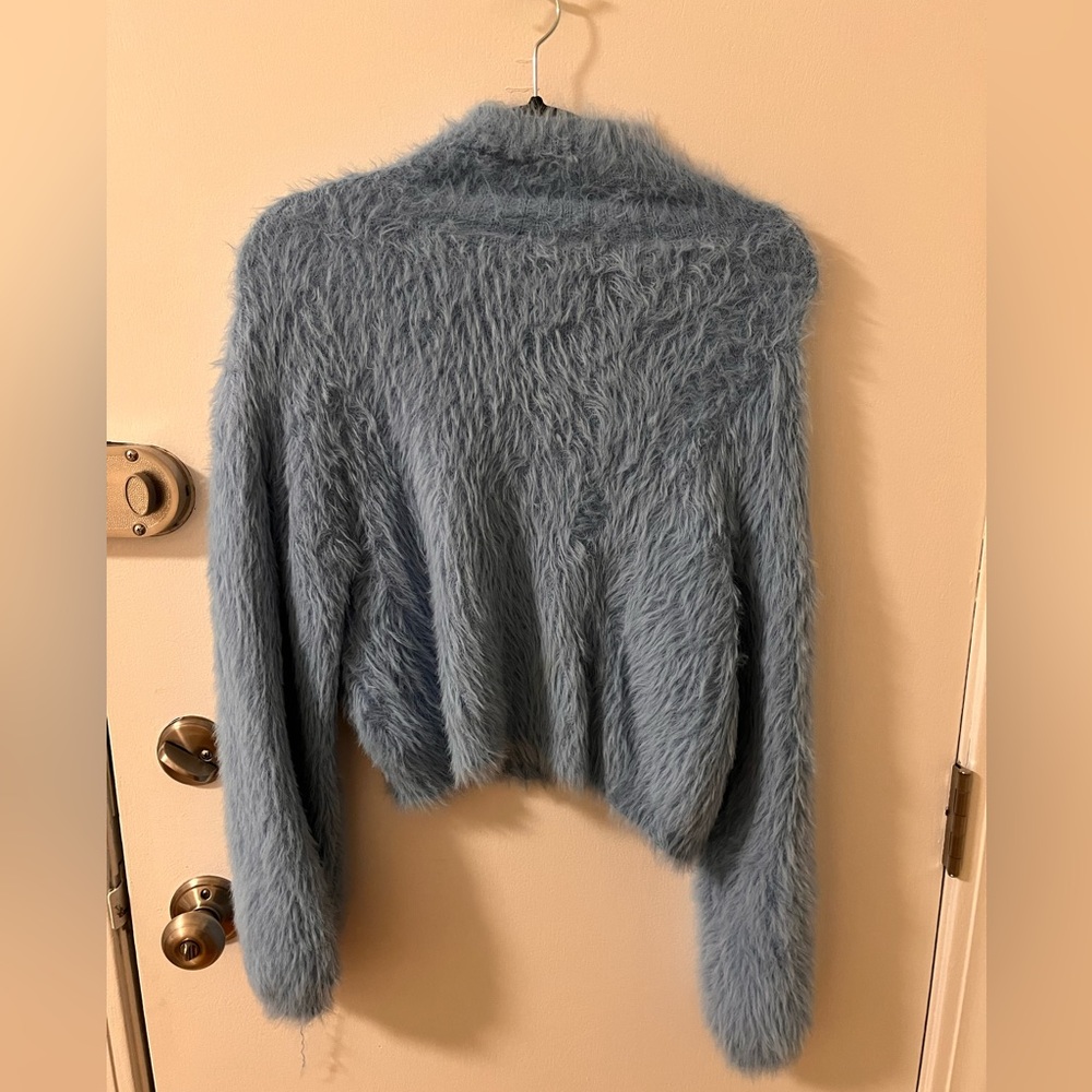 Lulus furry cropped light blue knit